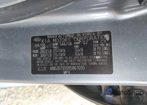 2009 Kia Sorento Lx из США, поврежденный, VIN KNDJD735095867035